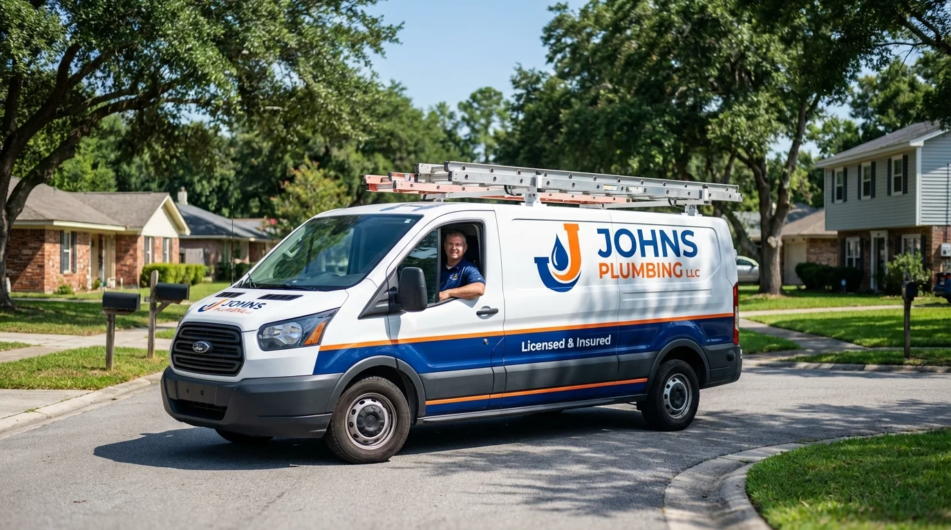 Johns Plumbing LLC service van in Fort Fairfield, ME