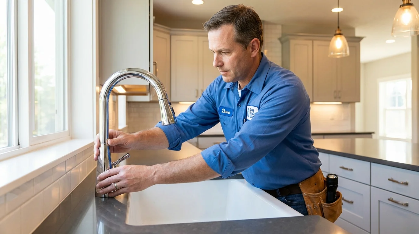 Kitchen faucet installation by Johns Plumbing LLC in Fort Fairfield