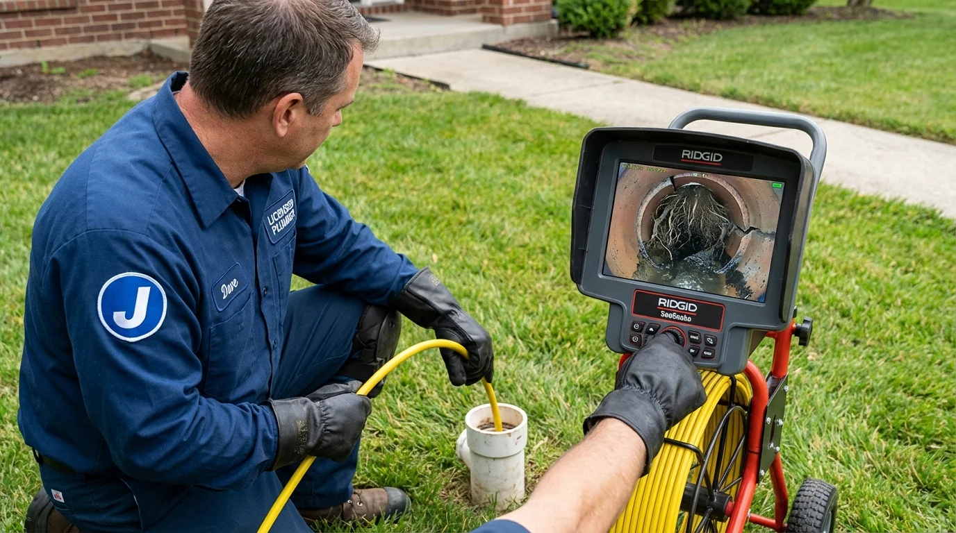 Sewer camera inspection being performed by Johns Plumbing LLC in Fort Fairfield